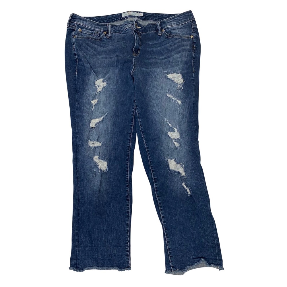 Torrid Womens Jeans Size 20 Blue Stretch Distressed Raw Hem Item 11853367